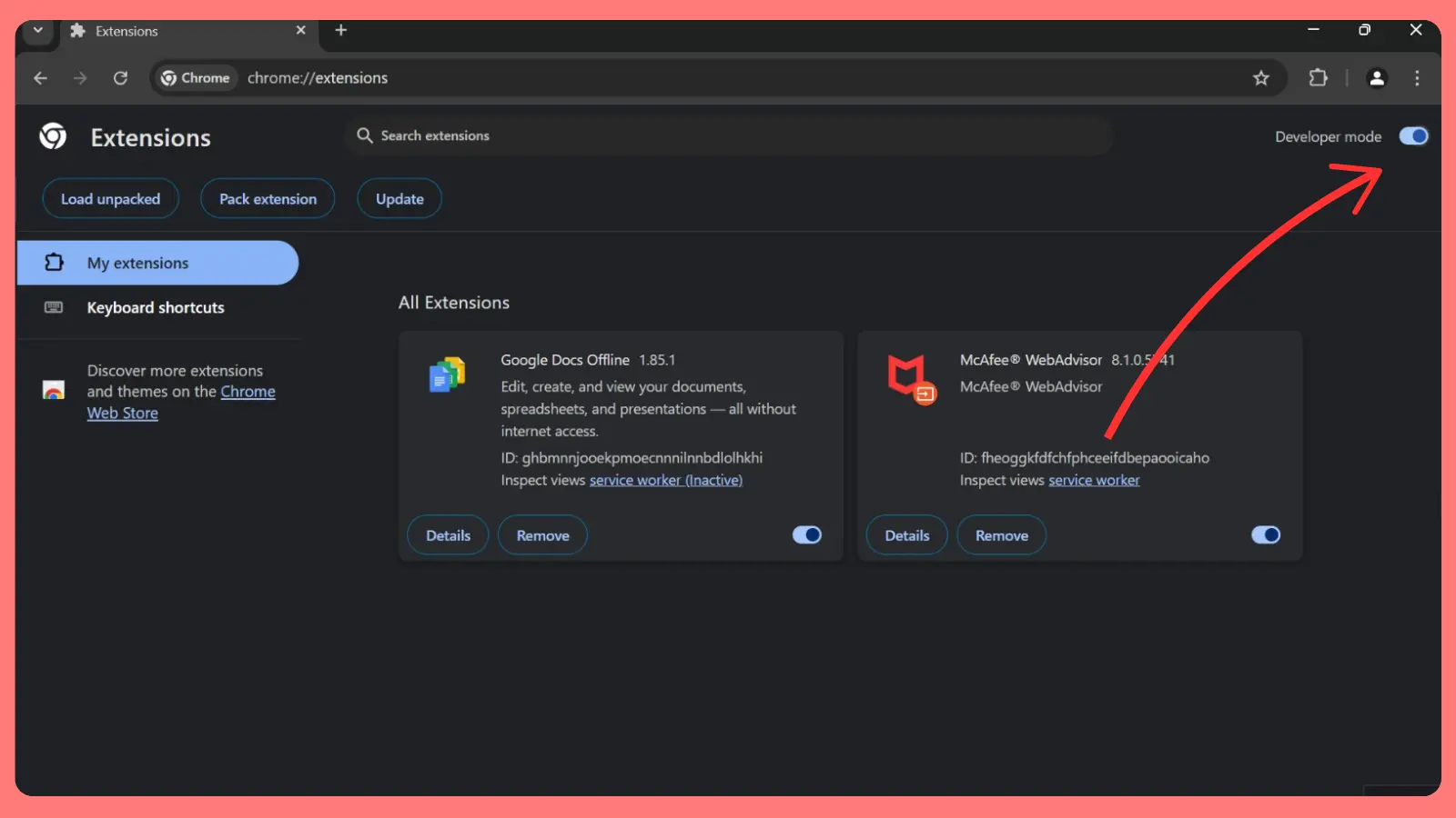 Enable Developer mode